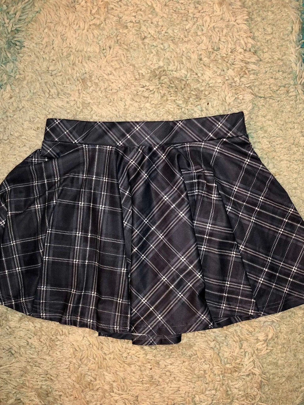 Black Plaid Pleated Circle Skirt